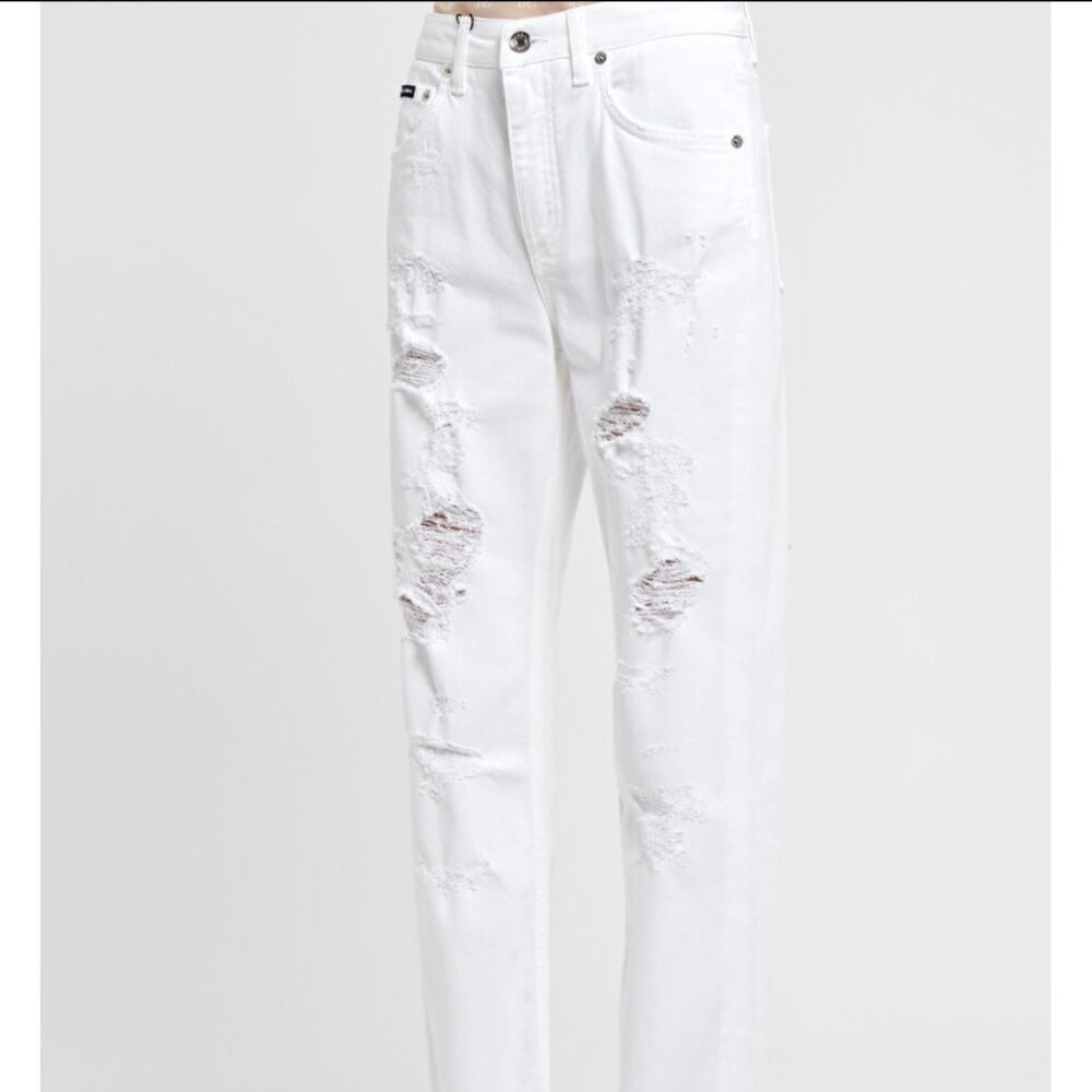 Dolce & Gabbana White Girly Low Rise Straight Leg Denim Jeans